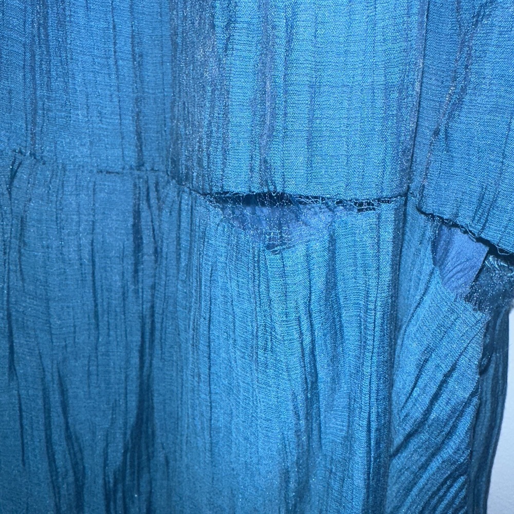 Socialite Crinkle Tiered Sleeveless Midi Dress Lined Dark Teal Blue Size S - Picture 7 of 12